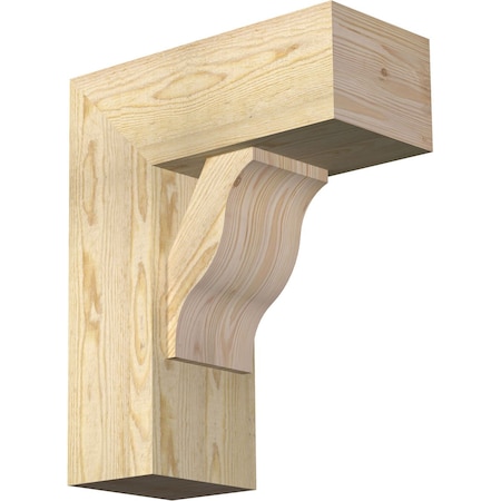 Ekena Millwork Funston Block Rough Sawn Bracket w/ Offset Brace, Douglas Fir, 8"W x 18"D x 22"H BKT0806X18X22FST05RDF